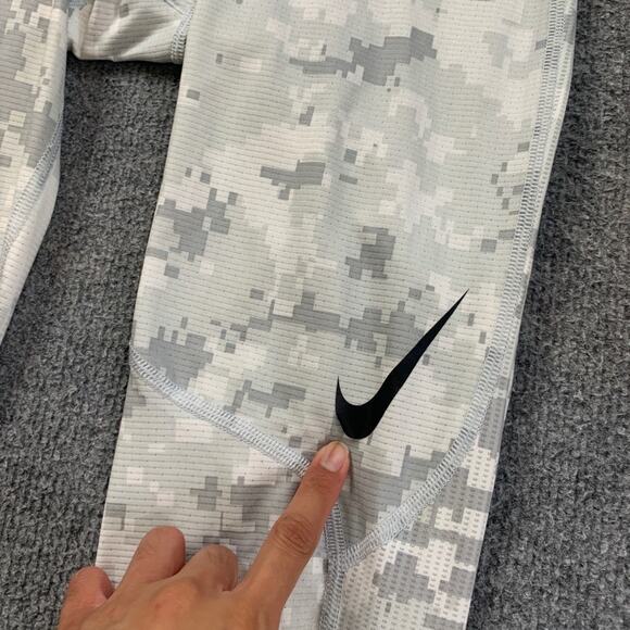 Nike Leggings Mens M Medium White Grey Pro Combat Hypercool Compression Tight - Picture 3 of 12